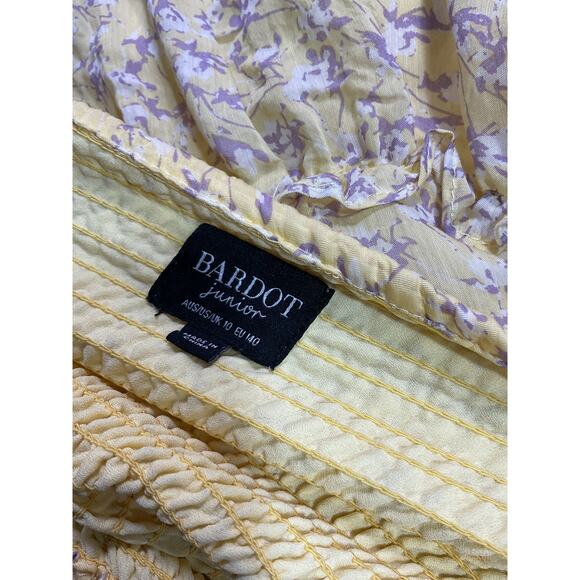 Bardot Junior 'Tiered' Yellow Square Neck Three Quarter Sleeve Floral Dress - Picture 4 of 5